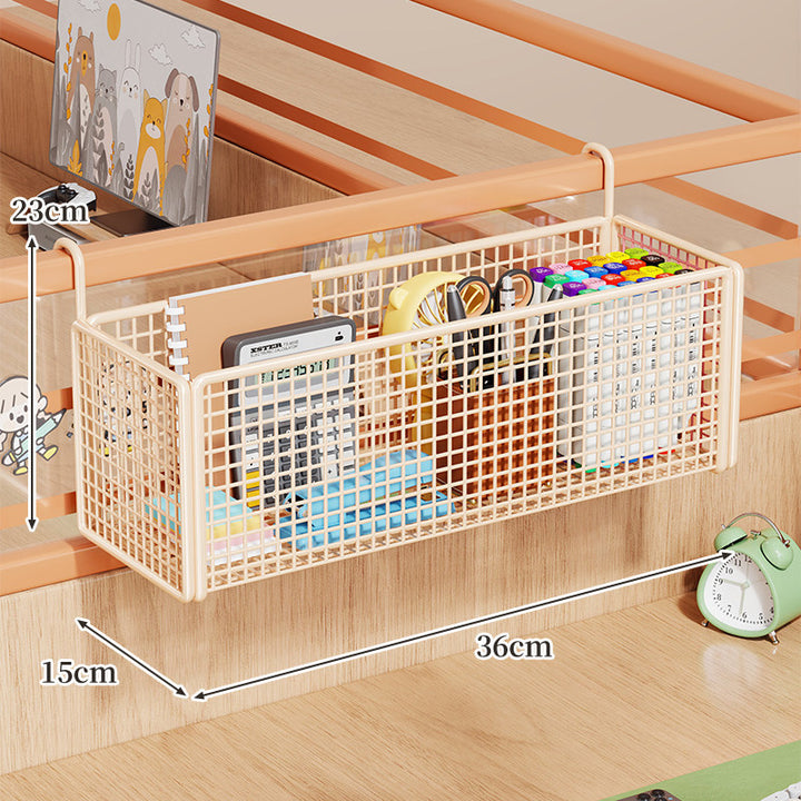 Over-Rail Metal Grid Hanging Storage Basket Organizer for Bunk Bed and Desk
