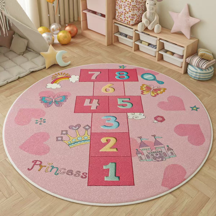 Playful Elephant Theme Round Rug