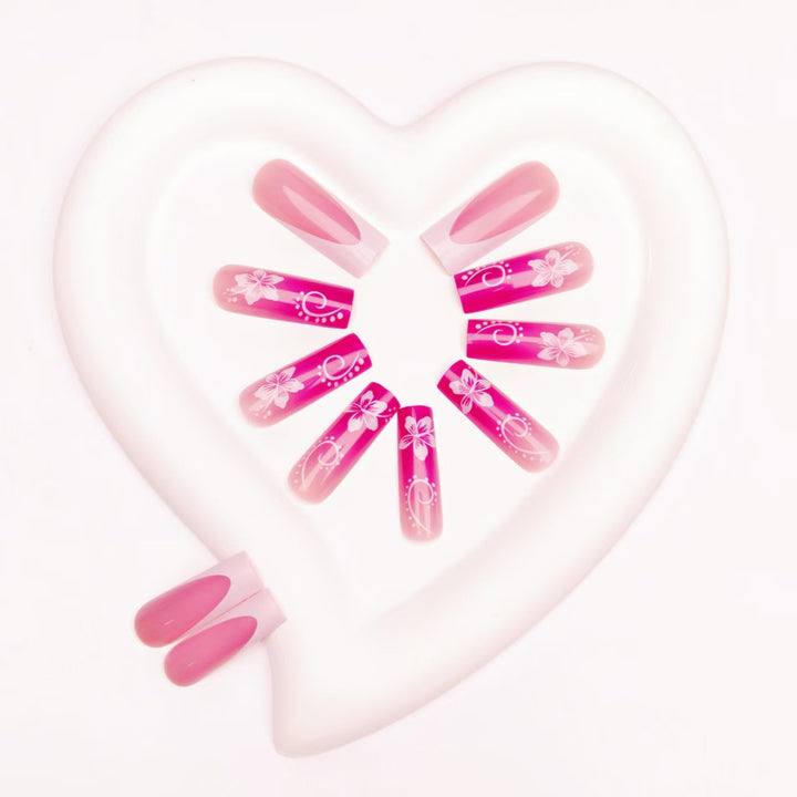Artificial nails with floral accents and shine Stornfield