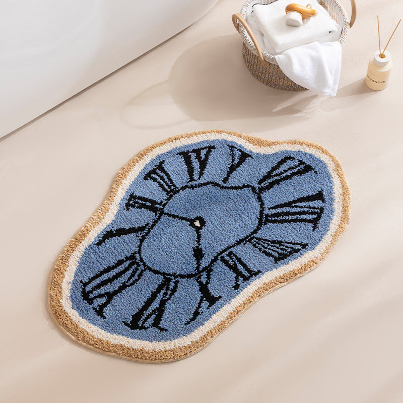 Decorative hand-tufted rug mat in organic clock shape Stornfield