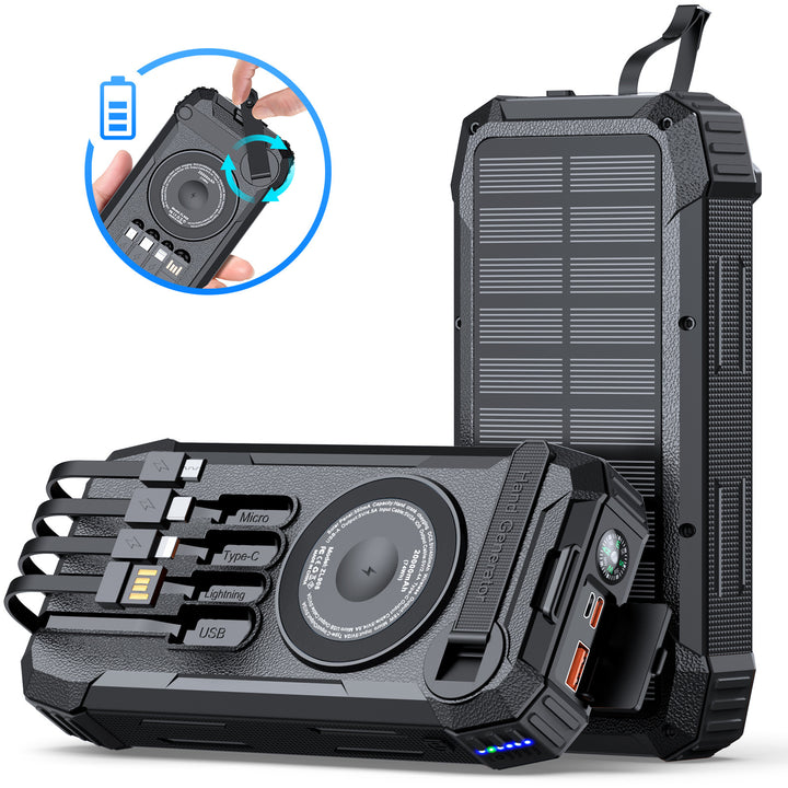 Wearable Solar Powerbank with Multifunctional Charging Cable Stornfield