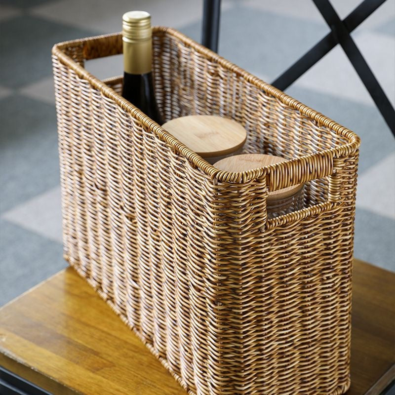 Women's Rectangular Rattan Storage Basket with Compartments Stornfield