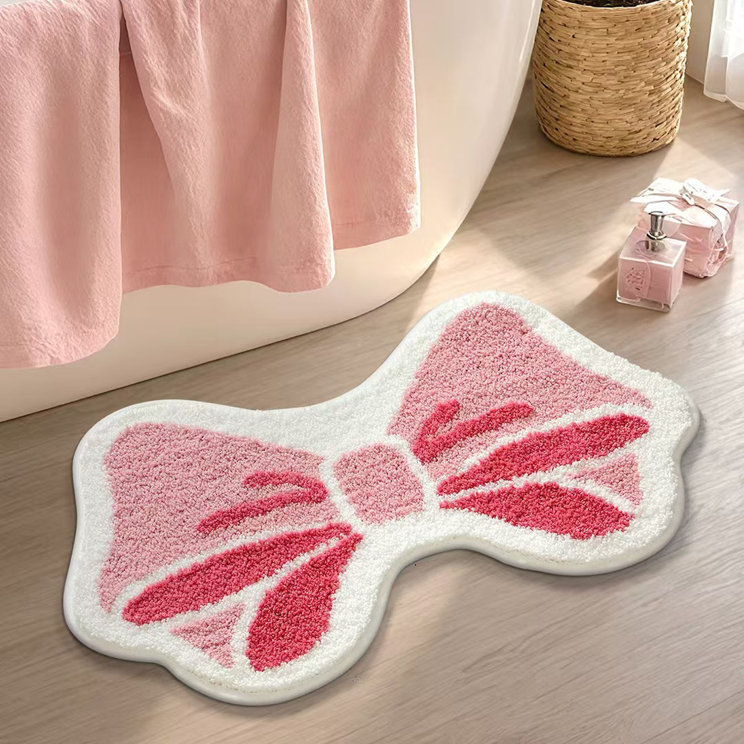 Heart-Shaped Plush Bath Mat
