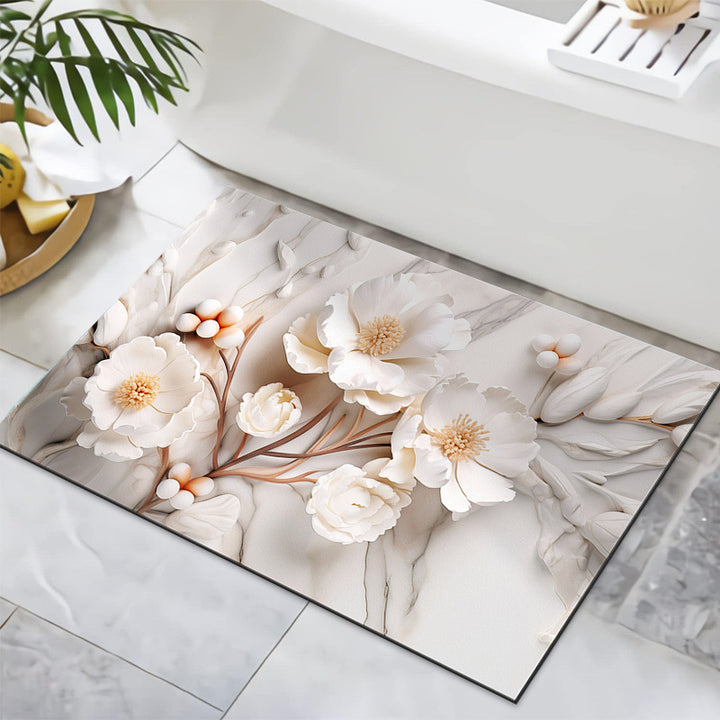 Textured Floral Design Bath Mat Stornfield