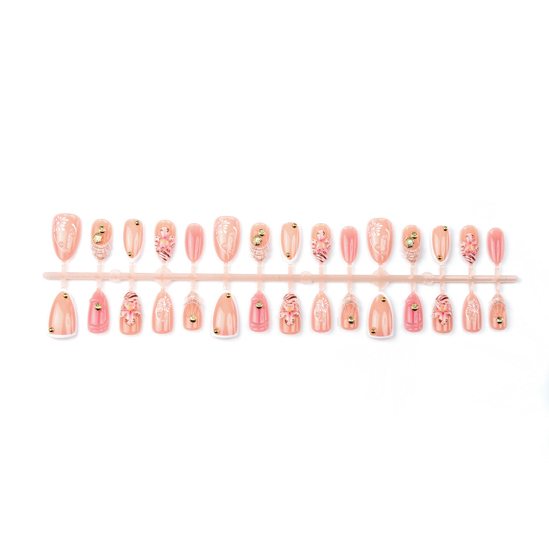Decorative Floral Press-On Nail Art Set 1790738549