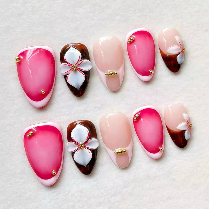 Floral-Accent Press-On Nail Art Set