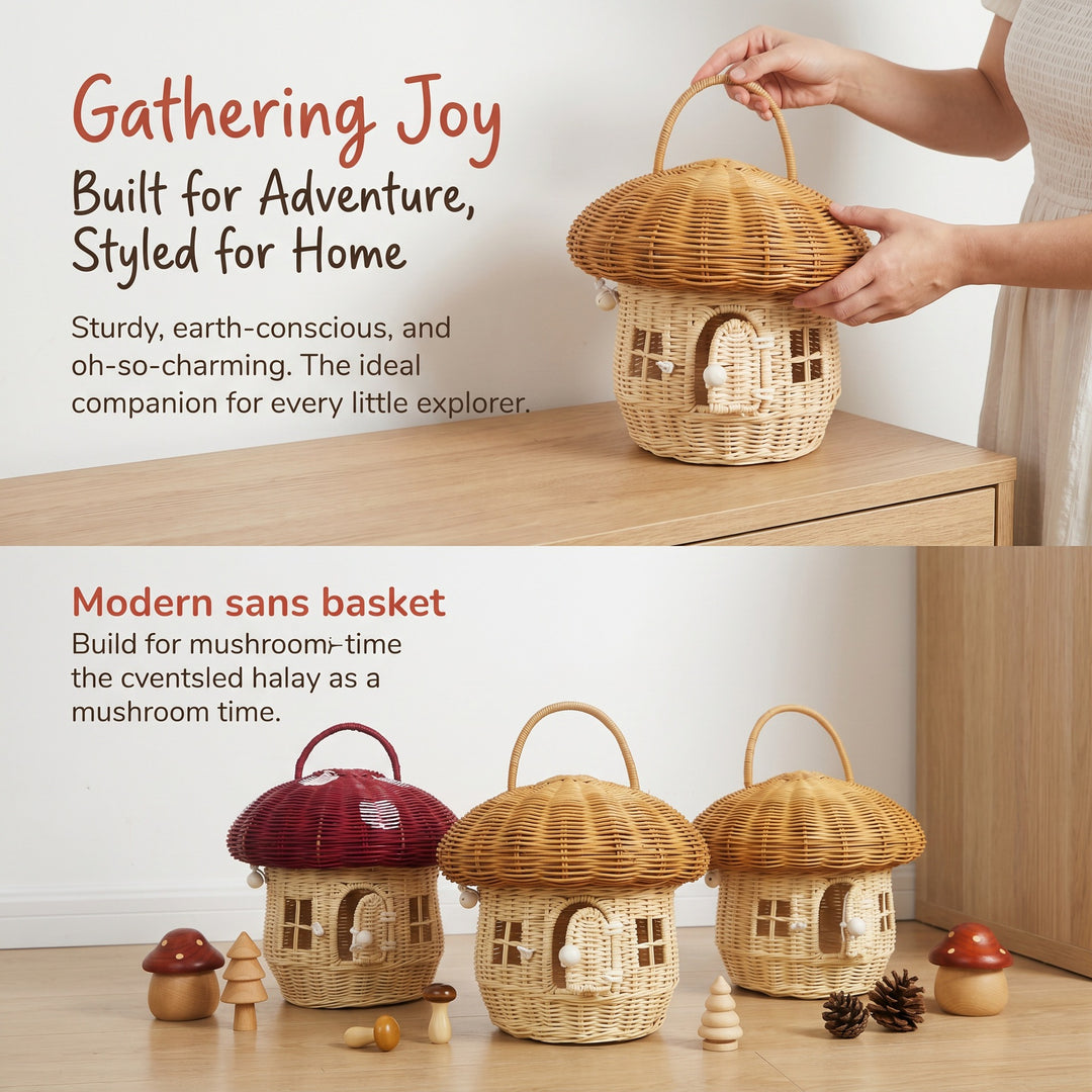 Whimsical Mushroom-Shaped Woven Storage Basket Stornfield