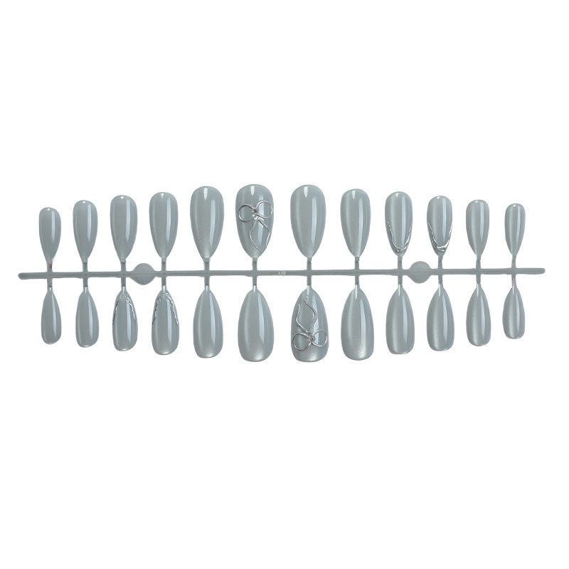 Stylish Press-On Nail Set with Elegant Silver Accents Stornfield