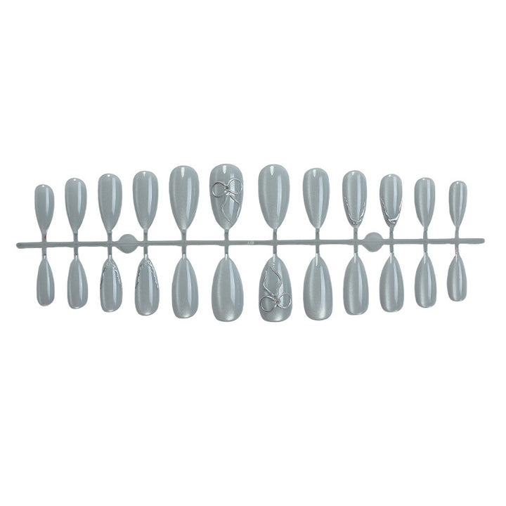 Stylish Press-On Nail Set with Elegant Silver Accents Stornfield