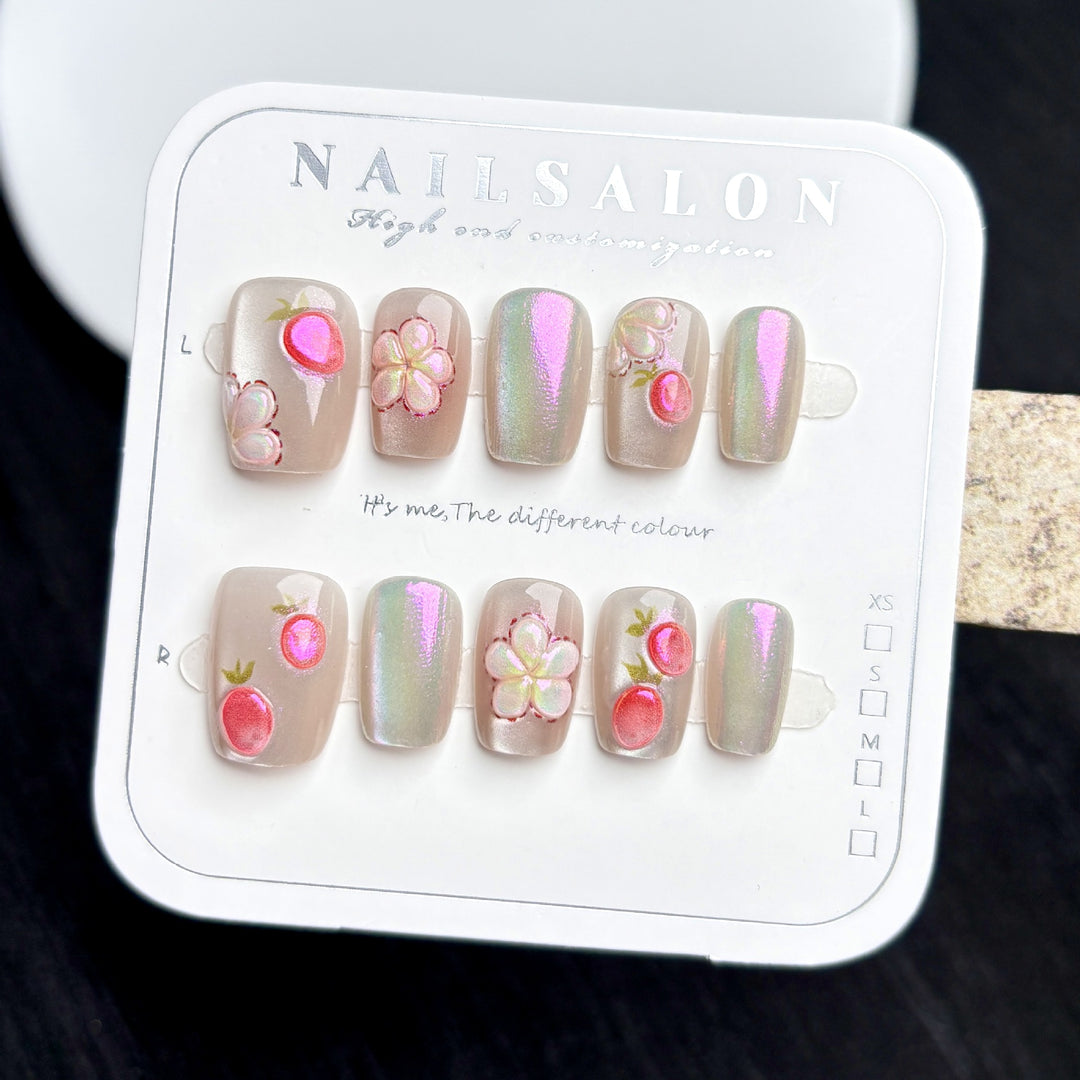 Floral Printed Press-On Nail Set