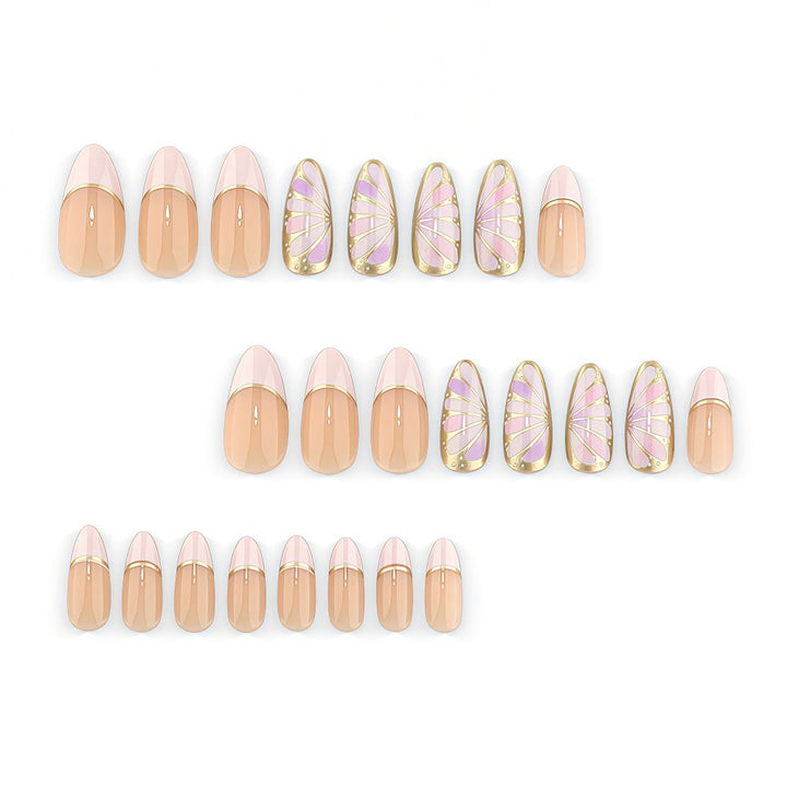 Artificial nails with luxurious gold edge and filigree design Stornfield
