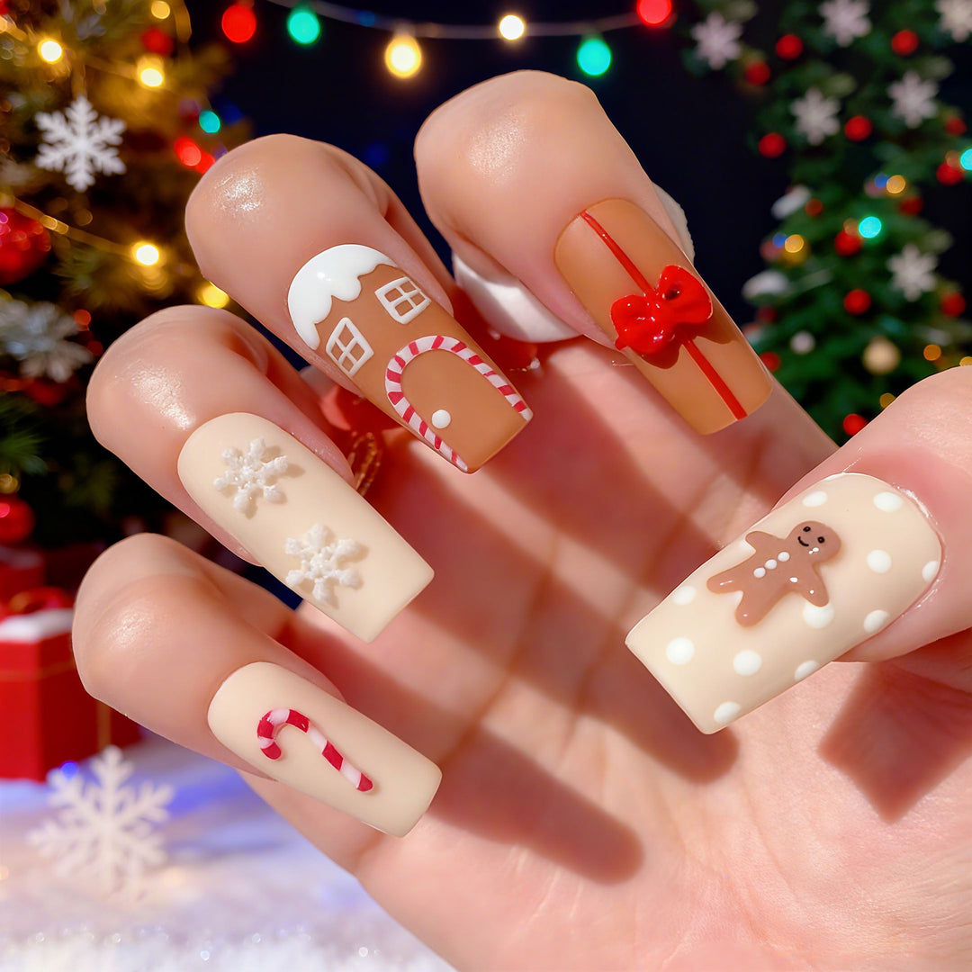Festive Gingerbread Nail Art Stornfield