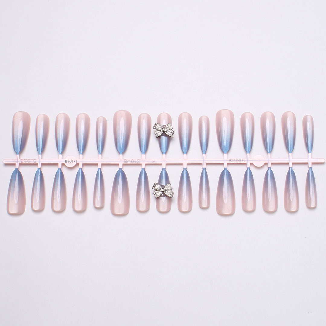 Elegant Stiletto Press-On Nails with Rhinestone Bows Stornfield