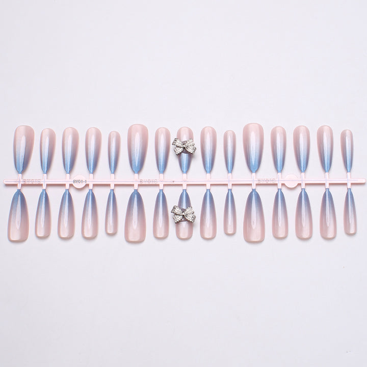Elegant Stiletto Press-On Nails with Rhinestone Bows Stornfield