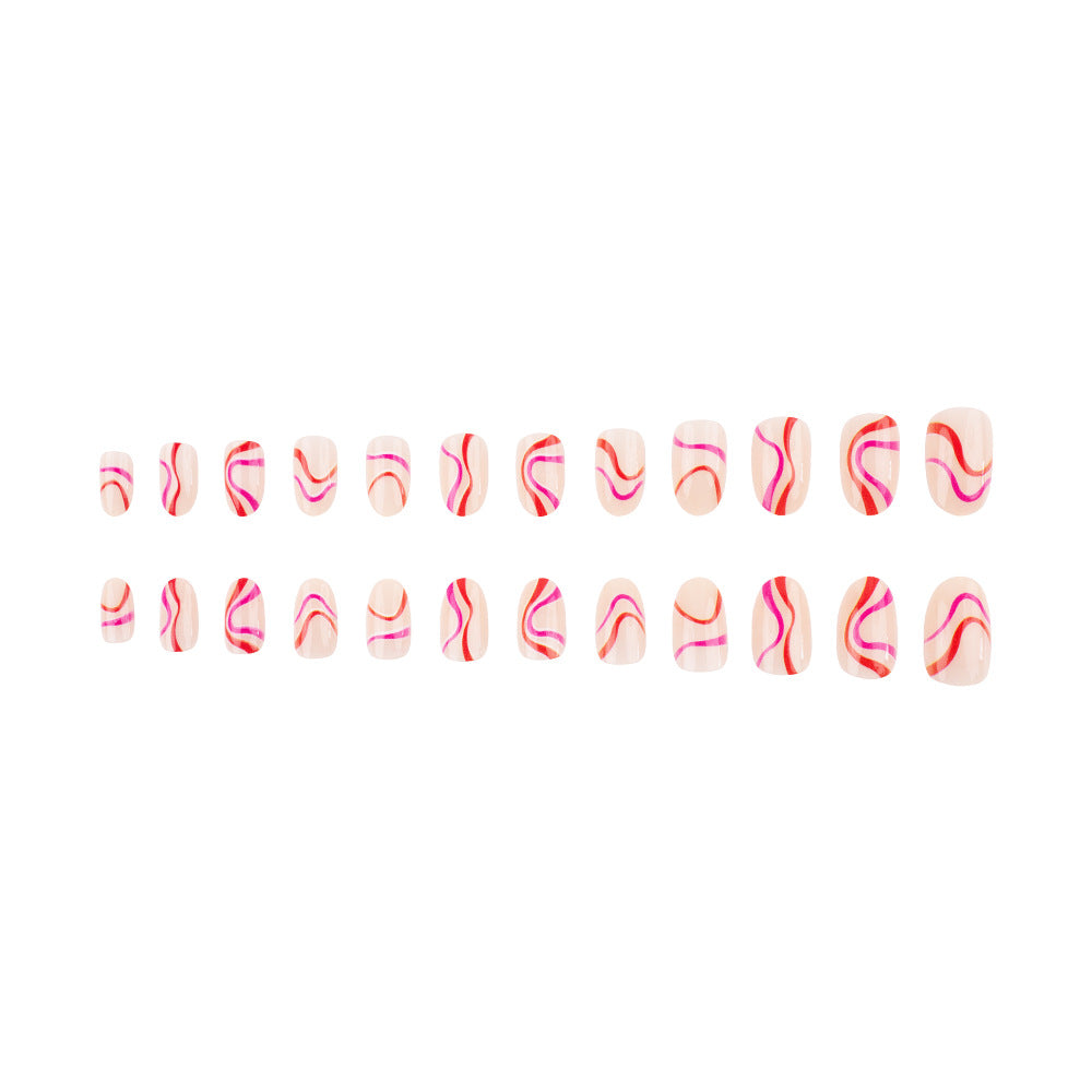 Artistic Press-On Nail Set with Creative Swirl Design Stornfield