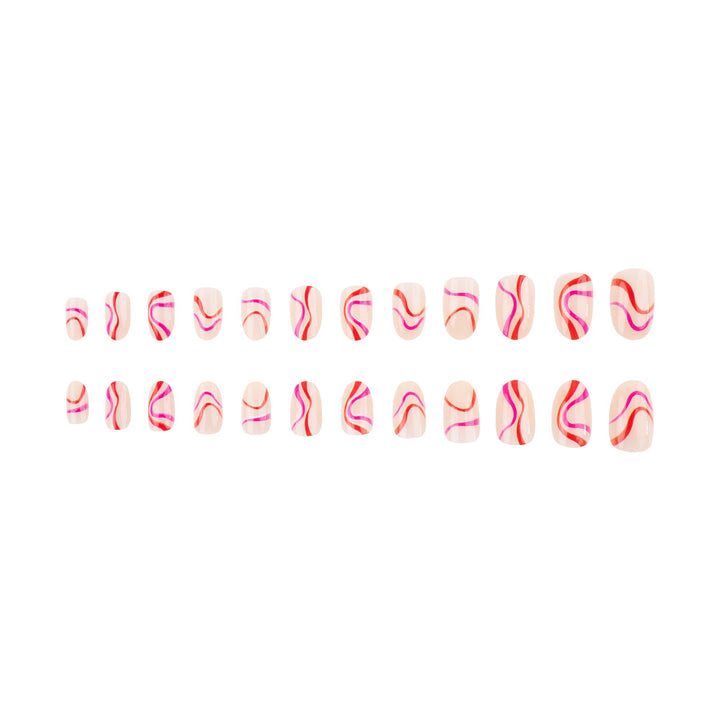 Artistic Press-On Nail Set with Creative Swirl Design Stornfield