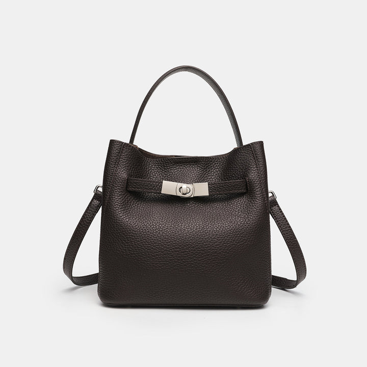Textured Leather Handheld Tote Bag