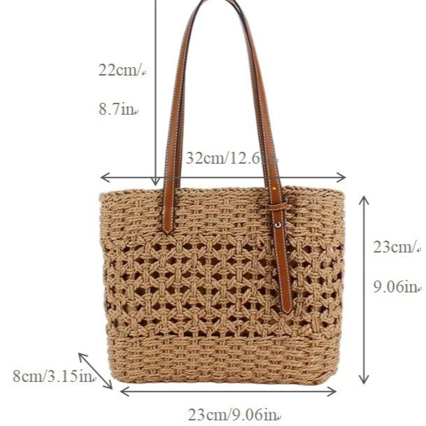 Handbag Made of Natural Macrame with Vegan Leather Handles Stornfield
