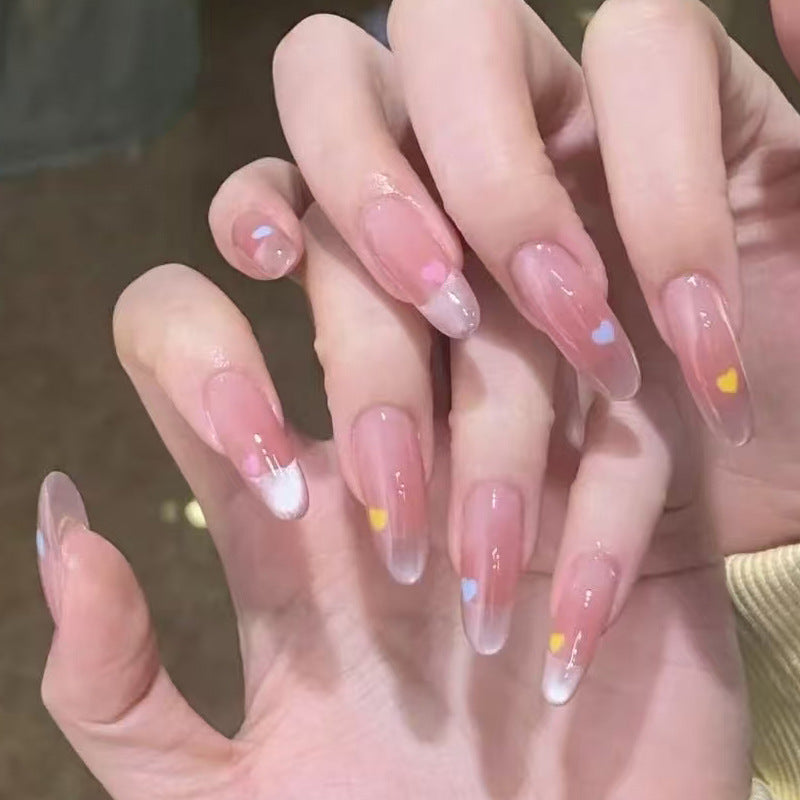 Elegant Press-On Nail Set with Heart Accents Stornfield