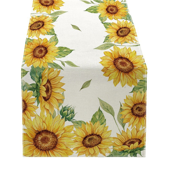 Watercolor Wildflower Cotton-Linen Table Runner with Meadow Botanical Print