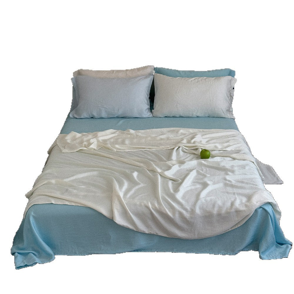 Bedding set made of linen-cotton blend with fitted sheet and pillowcases