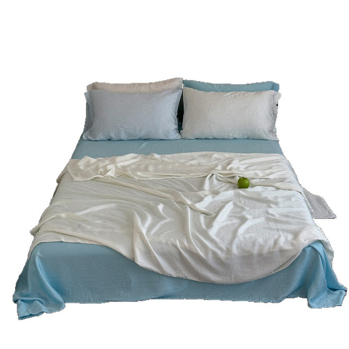 Bedding set made of linen-cotton blend with fitted sheet and pillowcases
