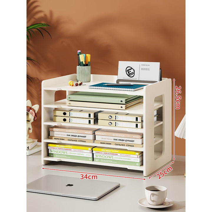 Desktop Multi-Tier Paper and Document Organizer Shelf with Slotted Trays