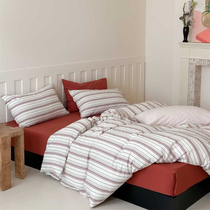 Lightweight Cotton-Linen Striped Duvet Cover and Pillowcase Set