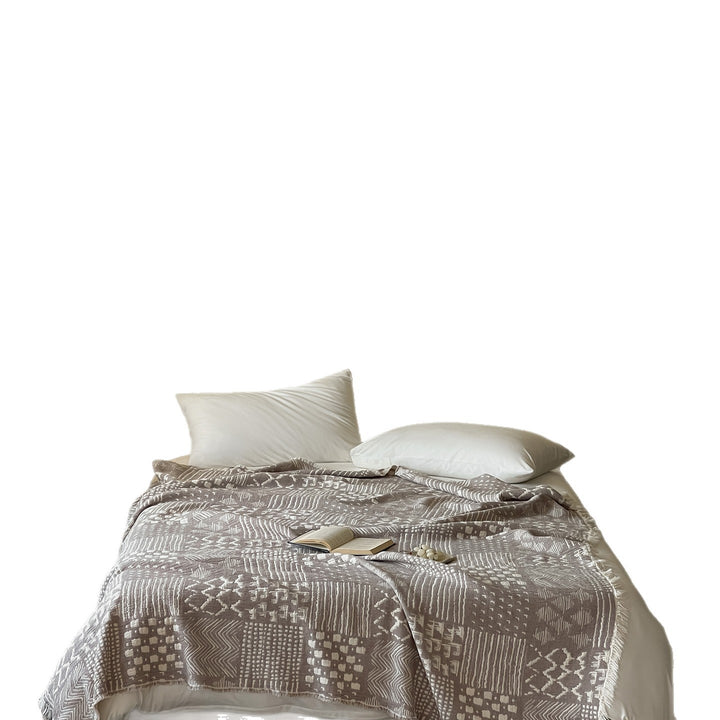 Fringed Jacquard Cotton-Blend Throw Blanket