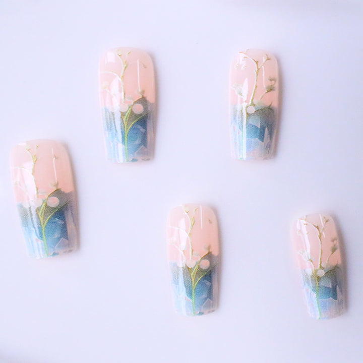 Decorative Flower French Nails Stornfield