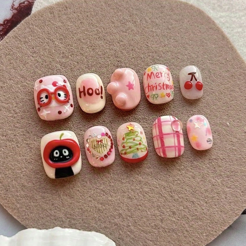 Festive Holiday-Themed Press-On Nail Set 1790745838