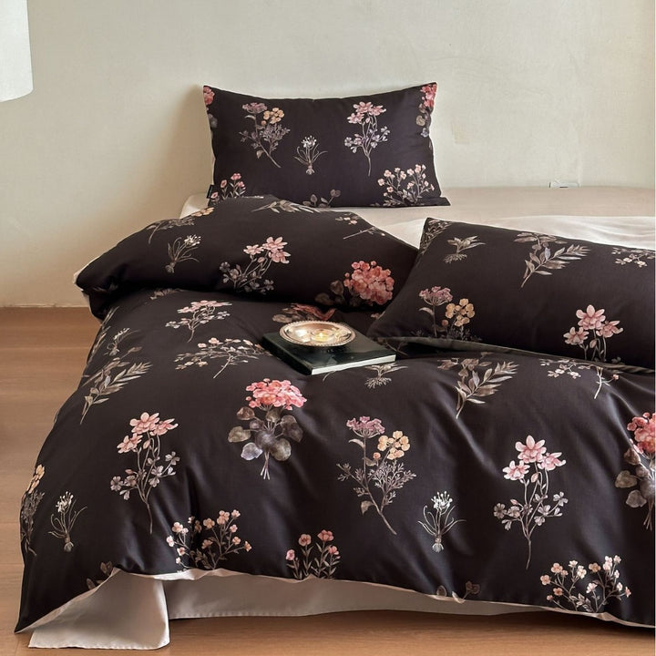 Duvet cover set made of cotton satin with Boho-Ethno pattern and reversible function
