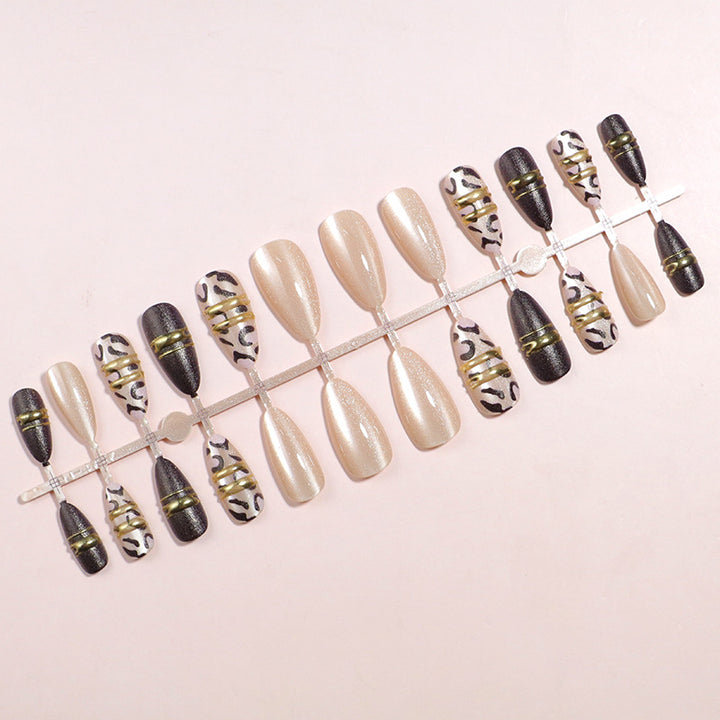Artistic Press-On Nail Set with Contemporary Patterns Stornfield