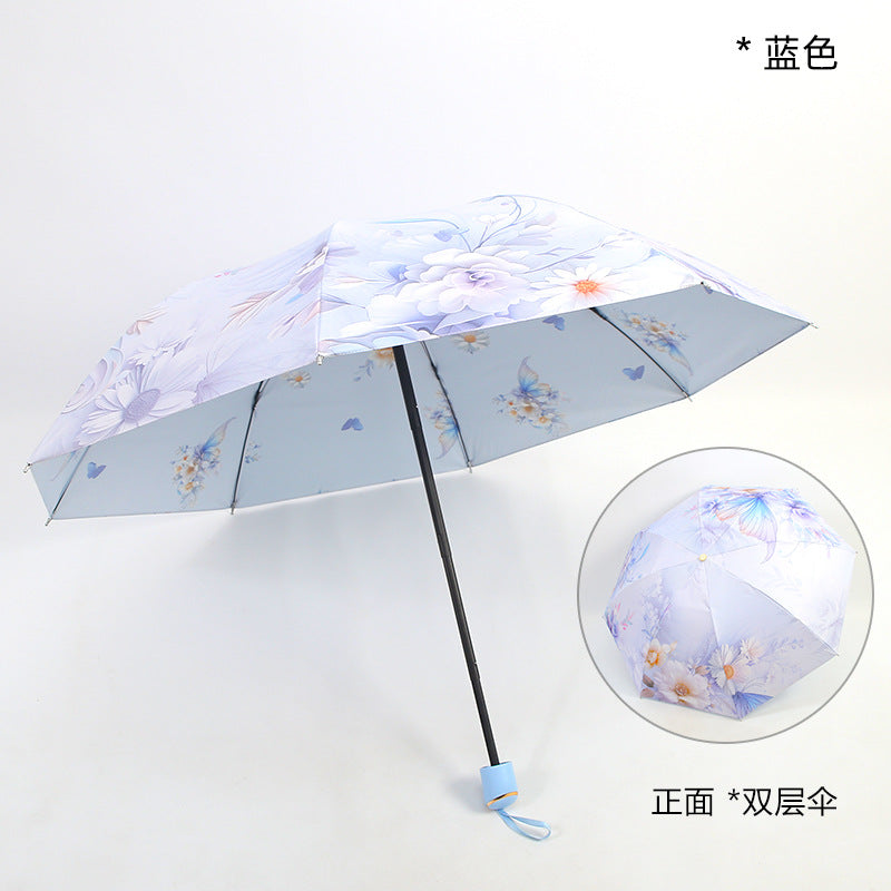 Ladies elegant folding umbrella with floral patterns Stornfield