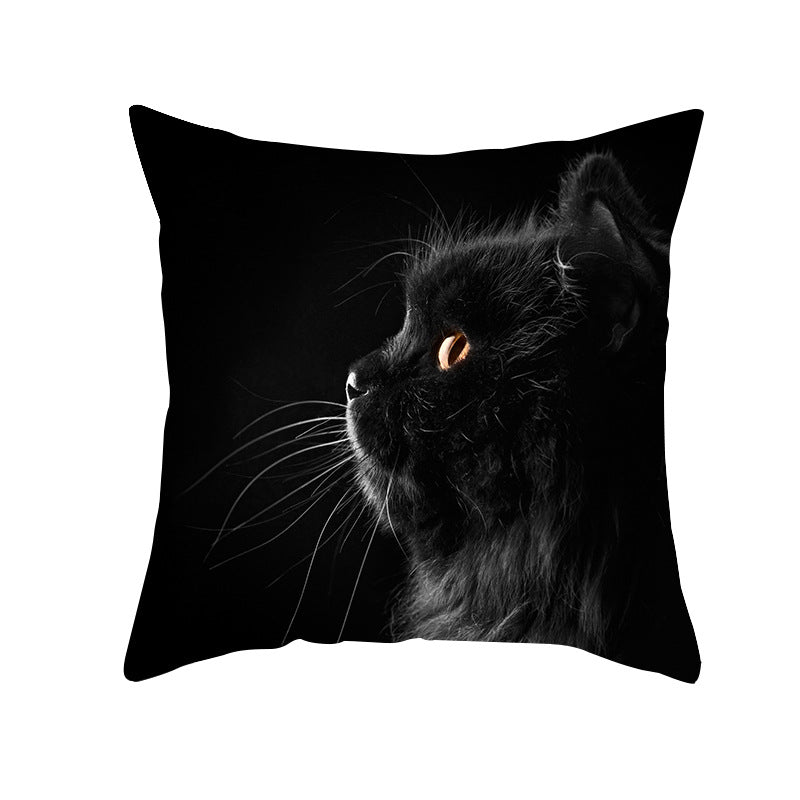 Photoreal Cat Portrait Square Pillow Cover with Concealed Zipper Linen-Blend