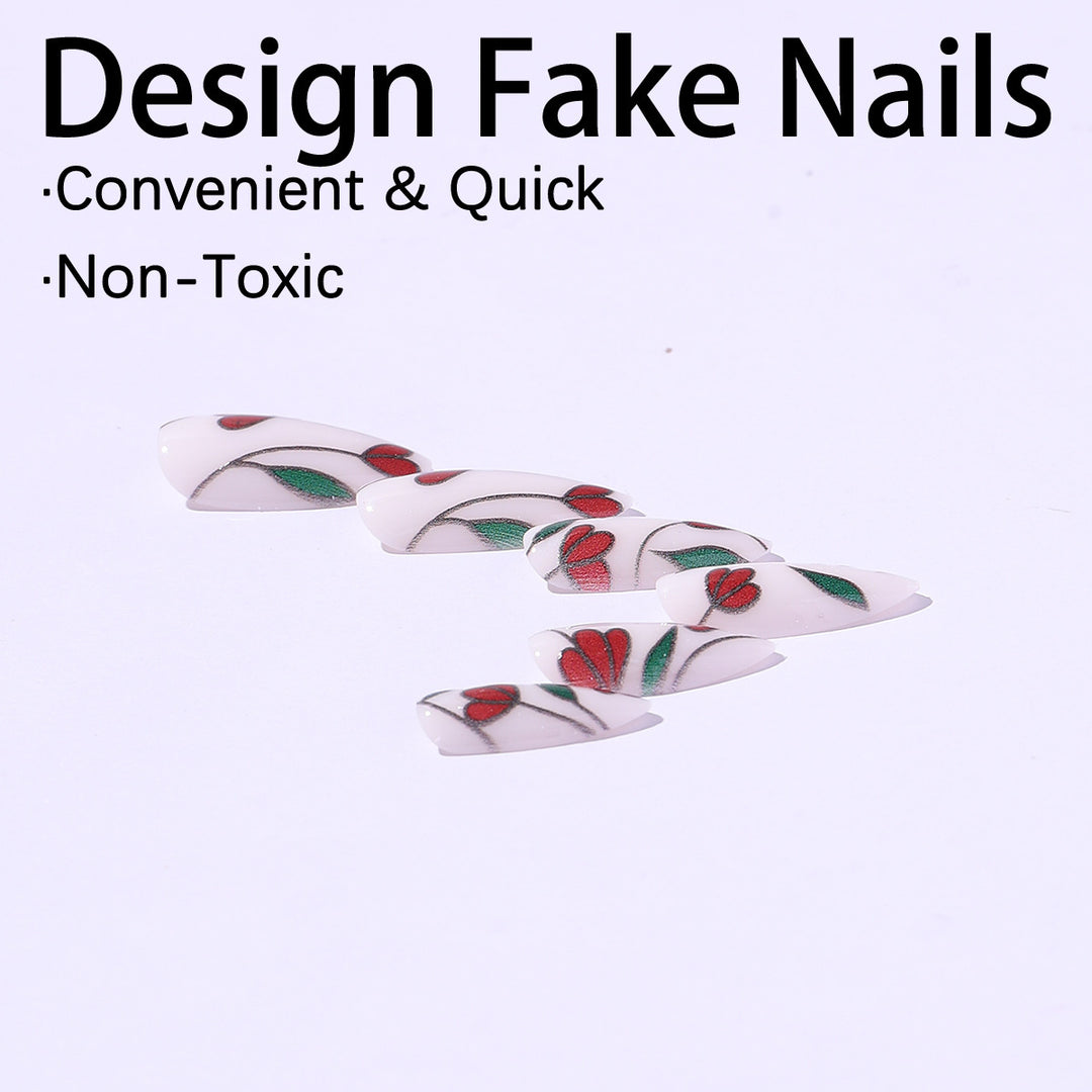 Nail art set with floral accents and glitter Stornfield