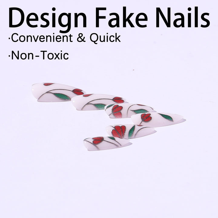 Nail art set with floral accents and glitter Stornfield