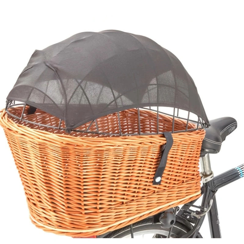 protective mesh canopy for front bicycle wicker basket with snap fasteners Stornfield