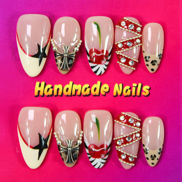 Artificial nails set with luxurious handmade designs and glamorous accents Stornfield