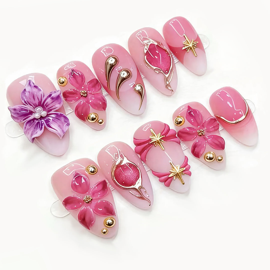 Floral 3D Press-On Nail Art Set Stornfield