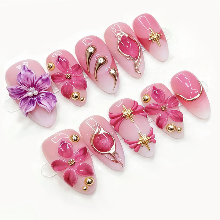 Floral 3D Press-On Nail Art Set Stornfield