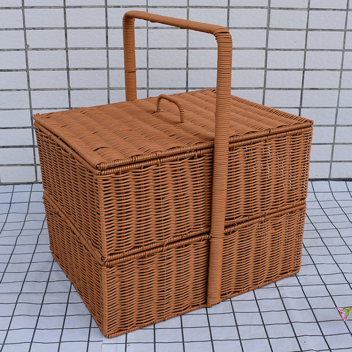 Multi-Functional Woven Storage Basket with Lid Stornfield