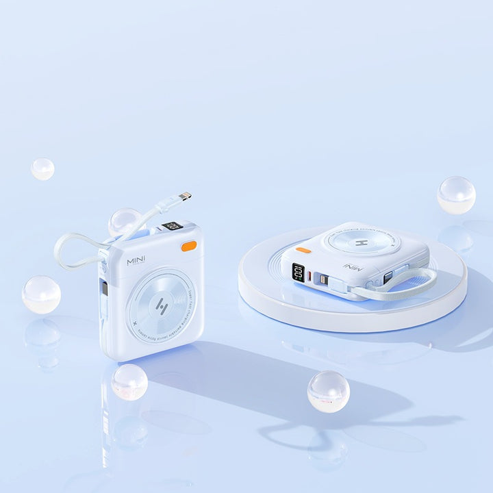 Compact power bank with integrated cable and LED display Stornfield