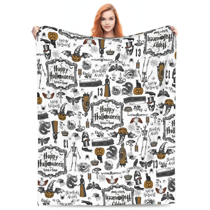 Halloween-Themed Cozy Fleece Blanket
