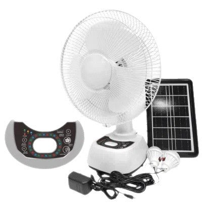 Women's Solar-Powered Electric Fan with Remote Control and Integrated LED Lighting Stornfield