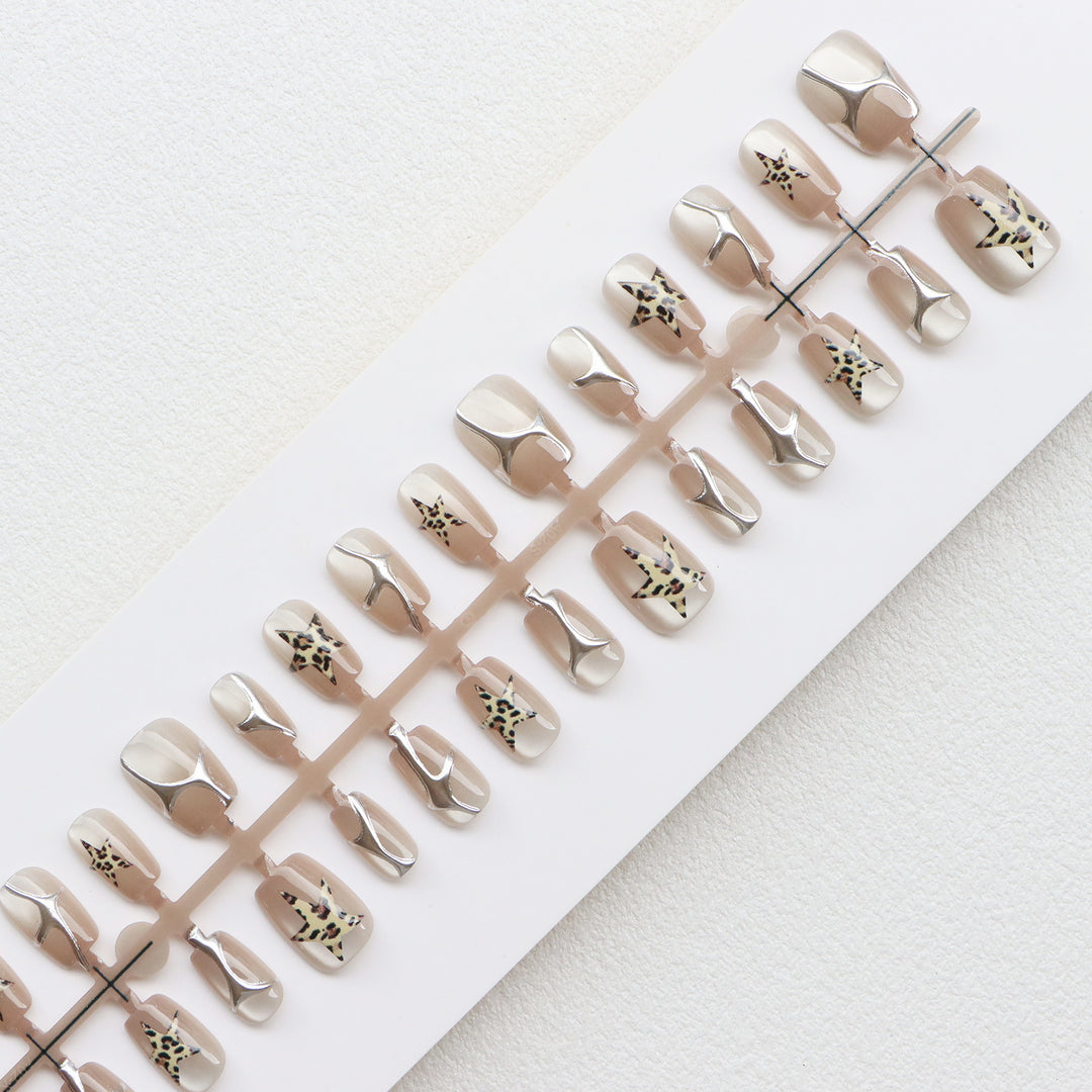Decorative Press-On Nail Art Set with Star Accents Stornfield