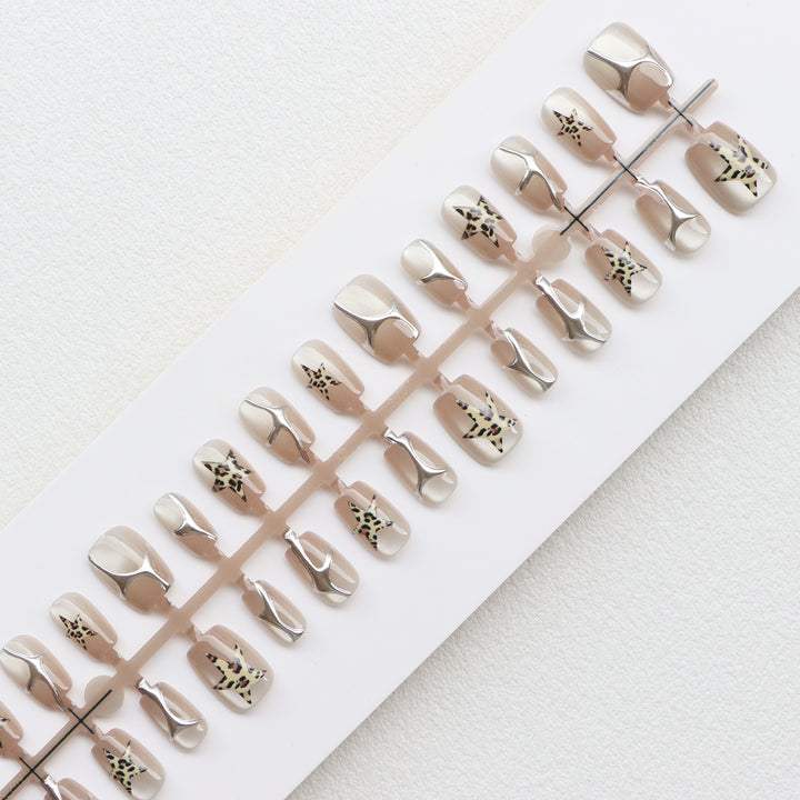 Decorative Press-On Nail Art Set with Star Accents Stornfield