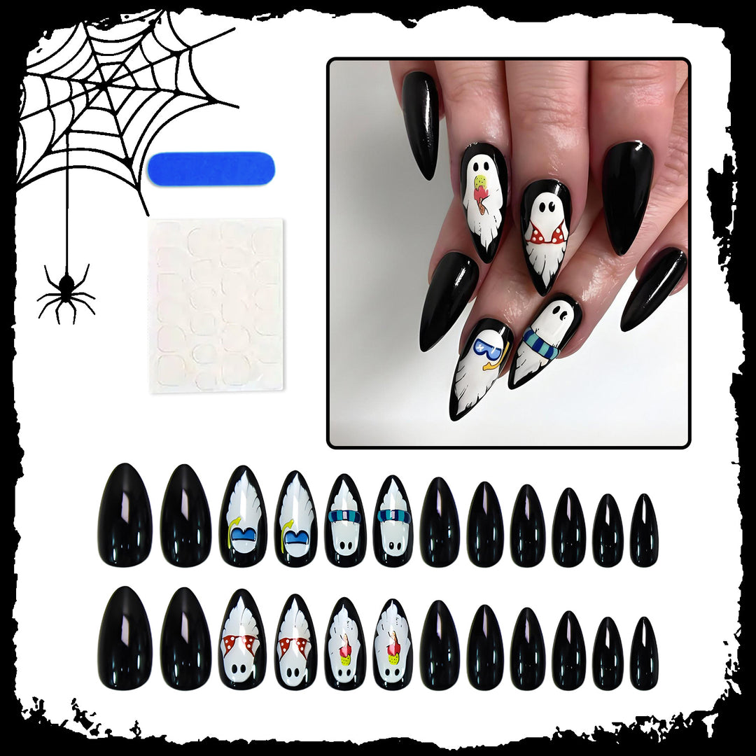 Halloween Artificial Nail Set with Playful Ghost Designs Stornfield