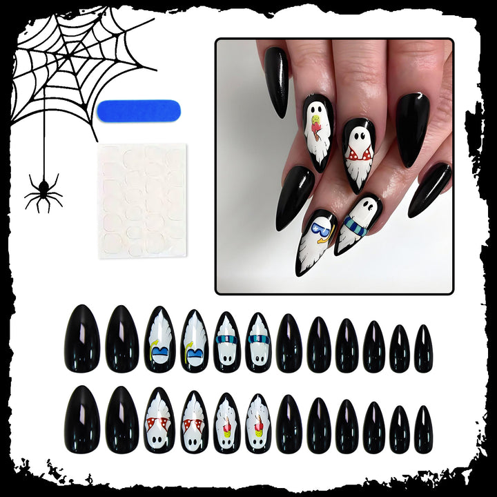 Halloween Artificial Nail Set with Playful Ghost Designs Stornfield