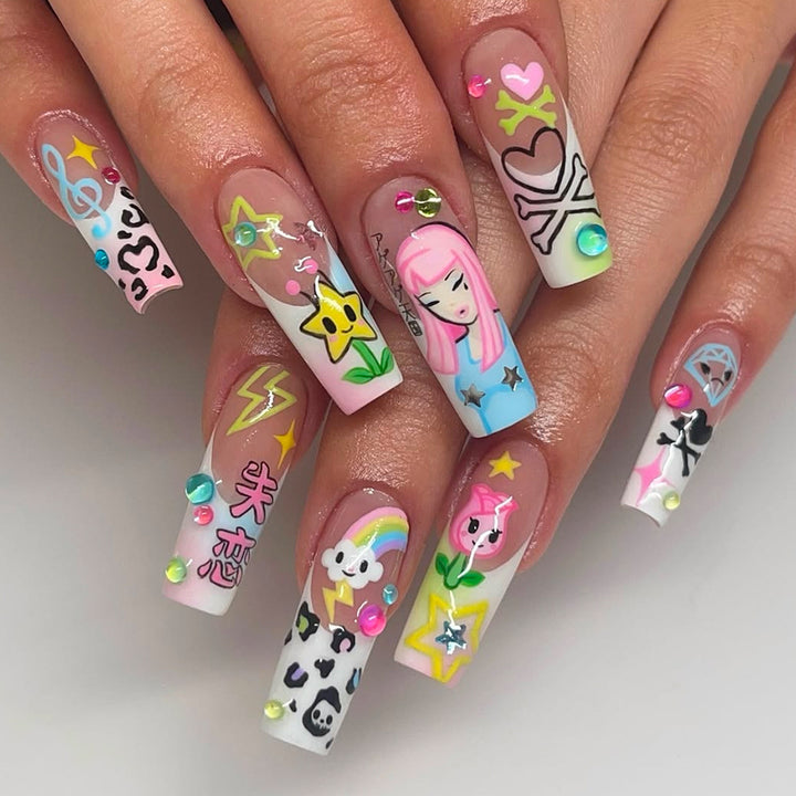 Artificial nails with colorful design Stornfield
